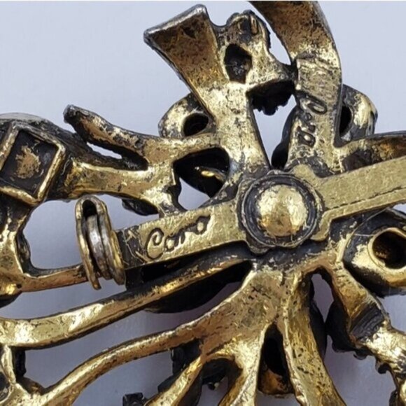 Vintage Signed Coro Flower Brooch Pink Gold Tone - Picture 11 of 14